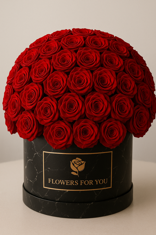 100 Red premium roses box